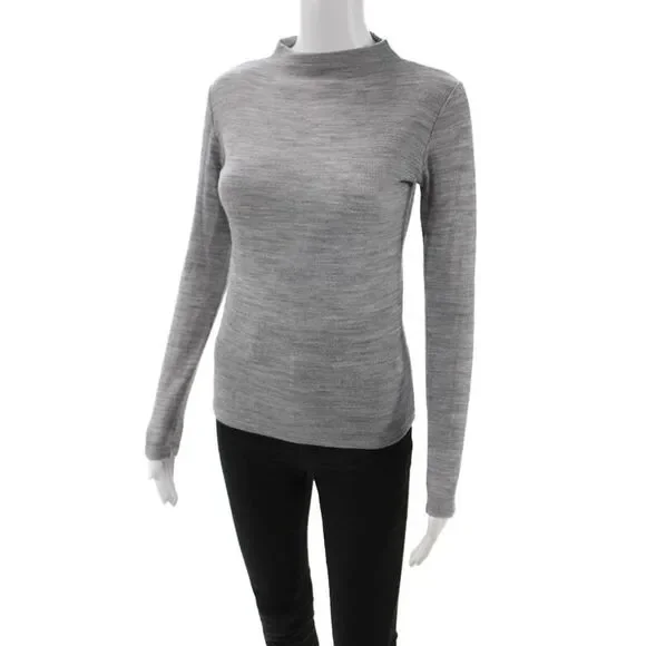 Vince Unisex Gray Wool Blend Mock Neck Pullover Long Sleeve Size XS - Picture 2 of 6